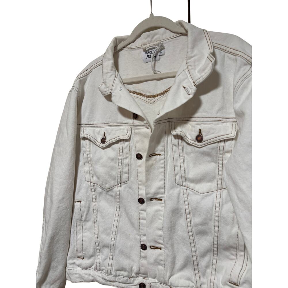 Princess Polly White Denim Jacket Medium L - Picture 3 of 8